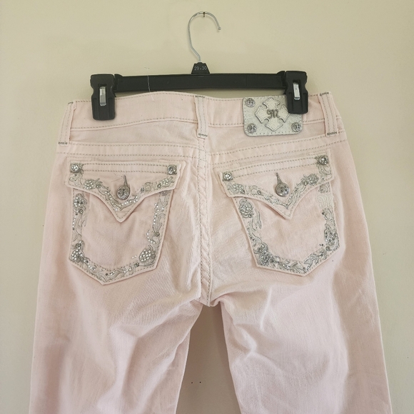 Miss Me Straight Leg Cropped  Jeans in Pale Pink Size 28 - Picture 7 of 14